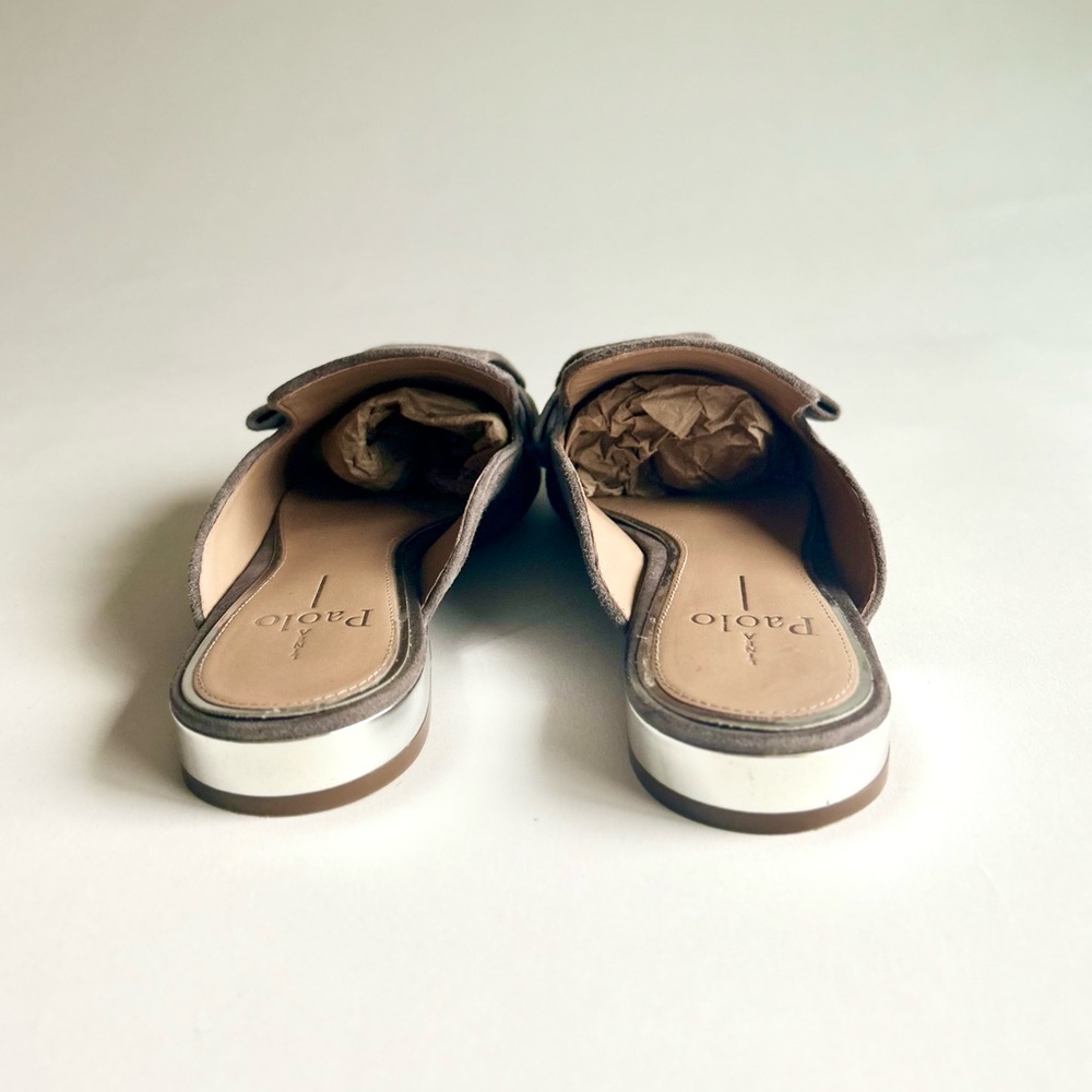 Linea Paolo Grey Suede Genuine Leather Point Toe Bow Mules size 7 - Picture 8 of 14